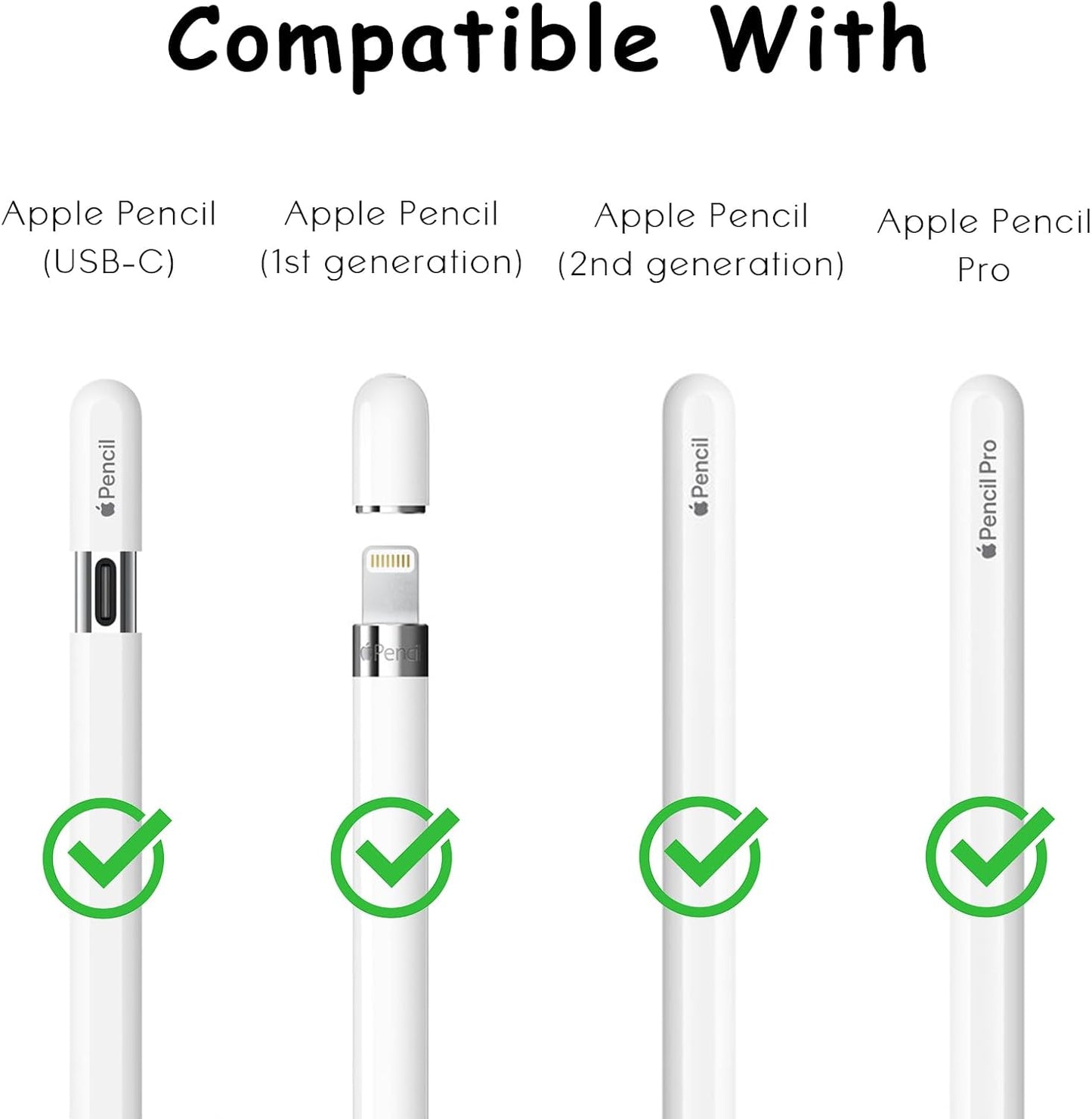 6 Pack Fine Point Replacement Tips Compatible with Apple Pencil 2nd Generation, Apple Pencil 1st Generation & Apple Pencil USB-C Colorful Nibs (Original/Pink/Green/Yellow)