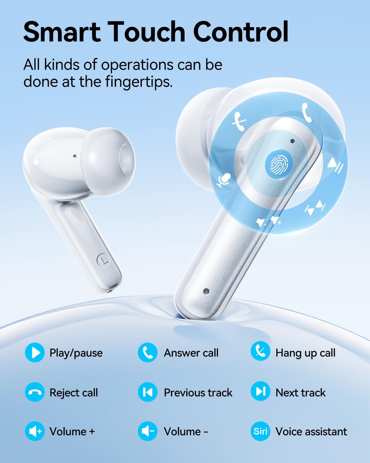 Wireless Earbuds, Bluetooth Ear Buds Headphones with LED Charging Case, Deep Bass Stereo Sound, 40 Hours Playtime, IP7, Lightweight in-Ear Earphones for iPhone Android Sports Workout