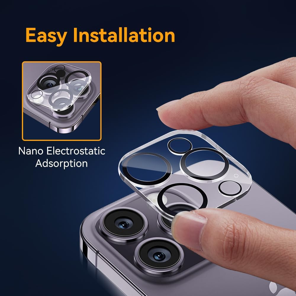 Camera Lens Protector for iPhone 16 pro 6.3 / iPhone 16 pro max 6.9,9H Tempered Glass，Ultra HD, Scratch Resistance Easy to Install，Case Friendly，[Does not Affect Night Shots] 3-Pack