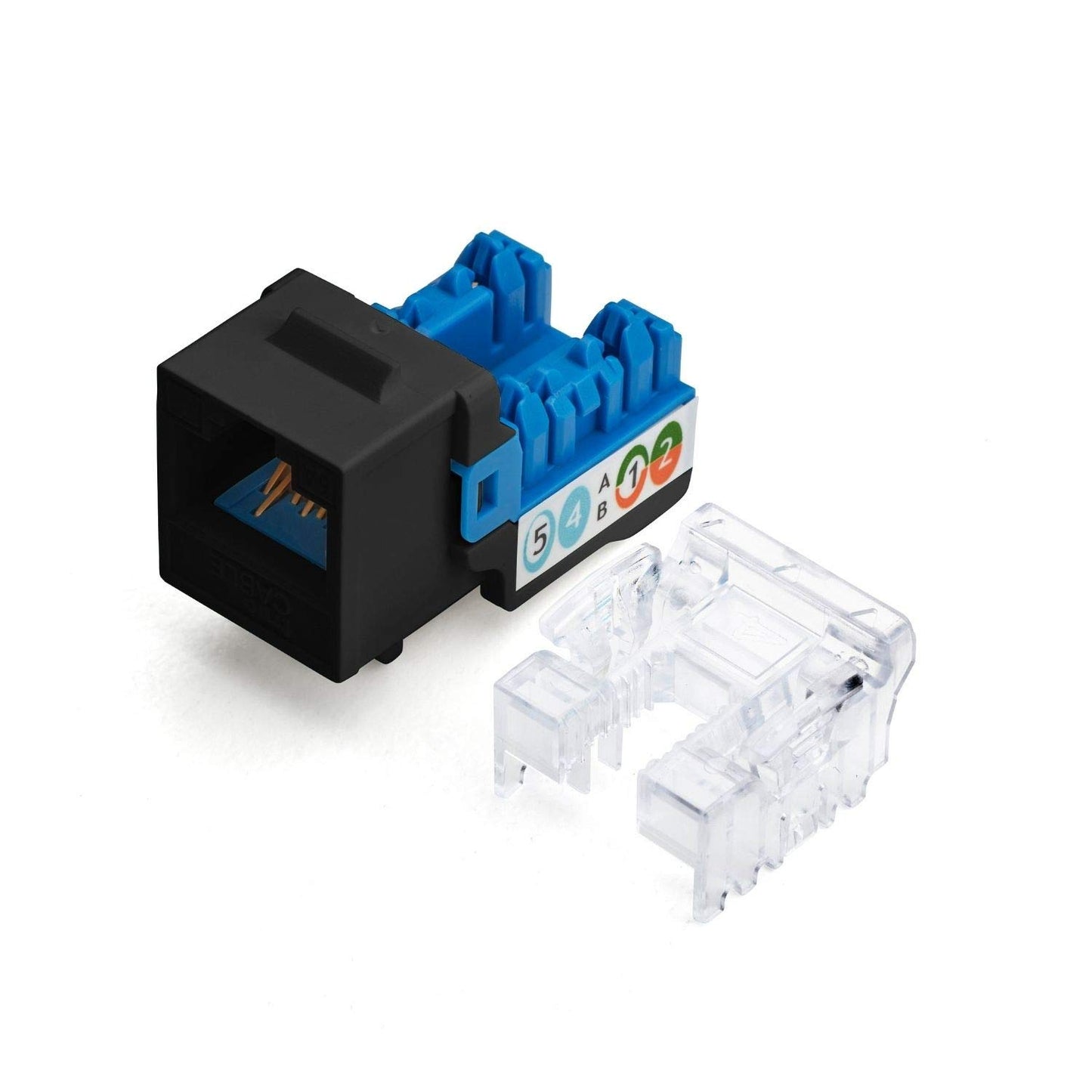 trueCABLE Cat6A Keystone Jack, Unshielded (UTP), 90 Degree Punch-Down, PoE++ (4PPoE), UL Listed, ETL Verified, ANSI/TIA Certified, Modular RJ45 Female, Black, 12 Pack