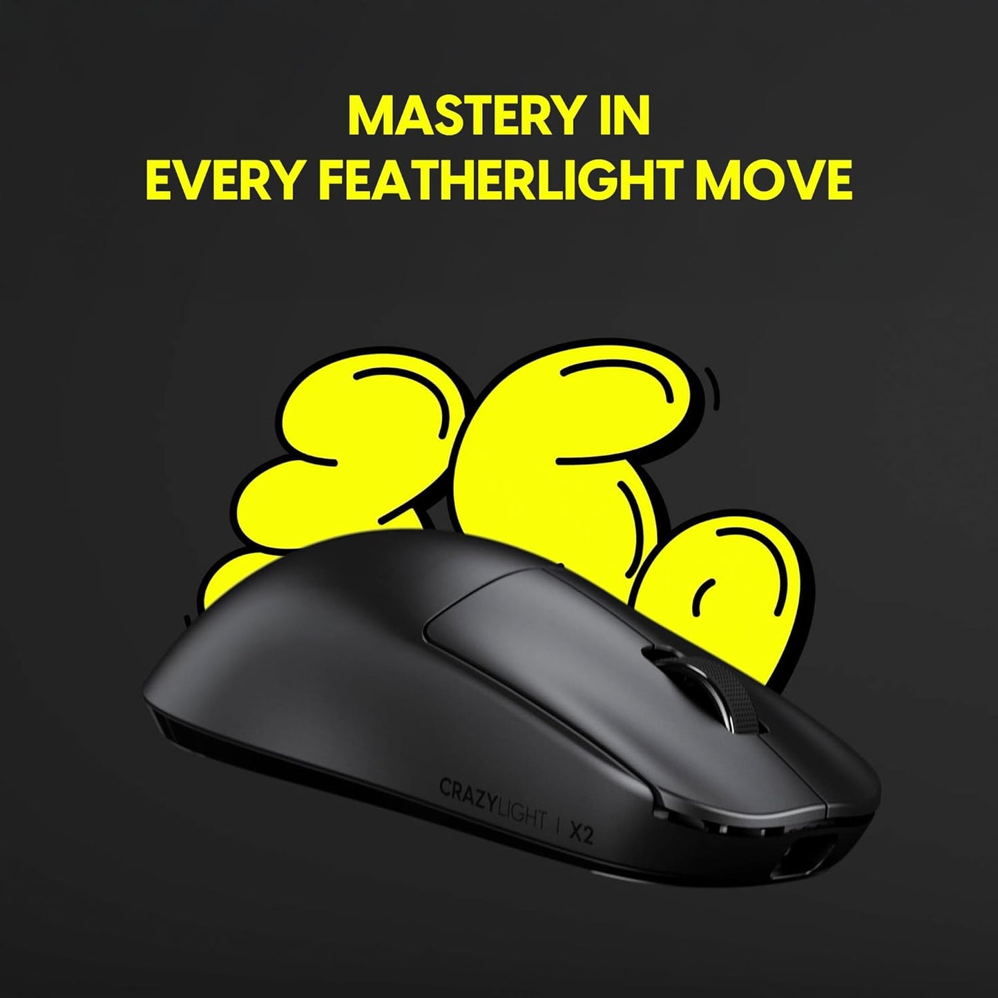 Pulsar Gaming Gears X2 Crazylight Wireless Gaming Mouse, Ultra Lightweight 1.23 oz (35g), Optical Switch, 32000 DPI, 750 IPS, XS-1 Sensor, 8k Compatible (Jet Black)