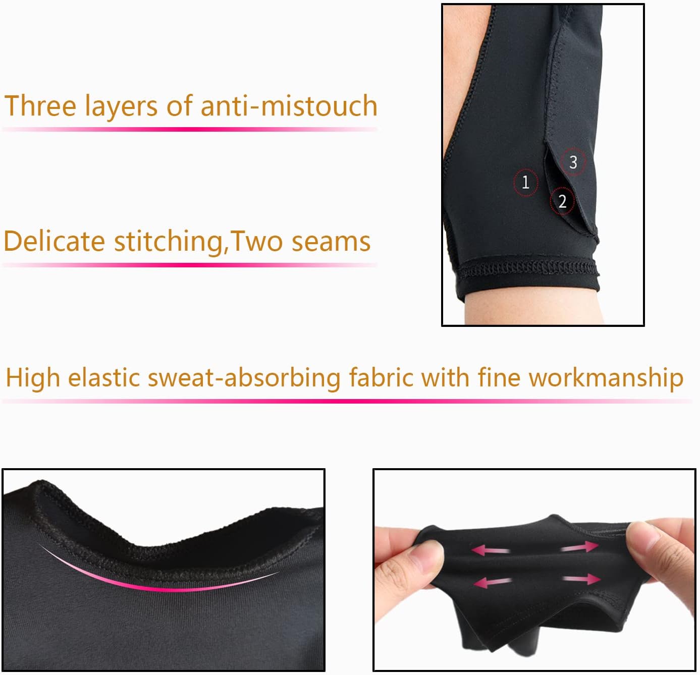 SPBMY Drawing Glove 2 Pack,Two-Finger Artist Glove for Drawing Tablet, Paper Sketching, iPad. Digital Art Glove, Drawing Glove Right Hand and Left Hand, Black