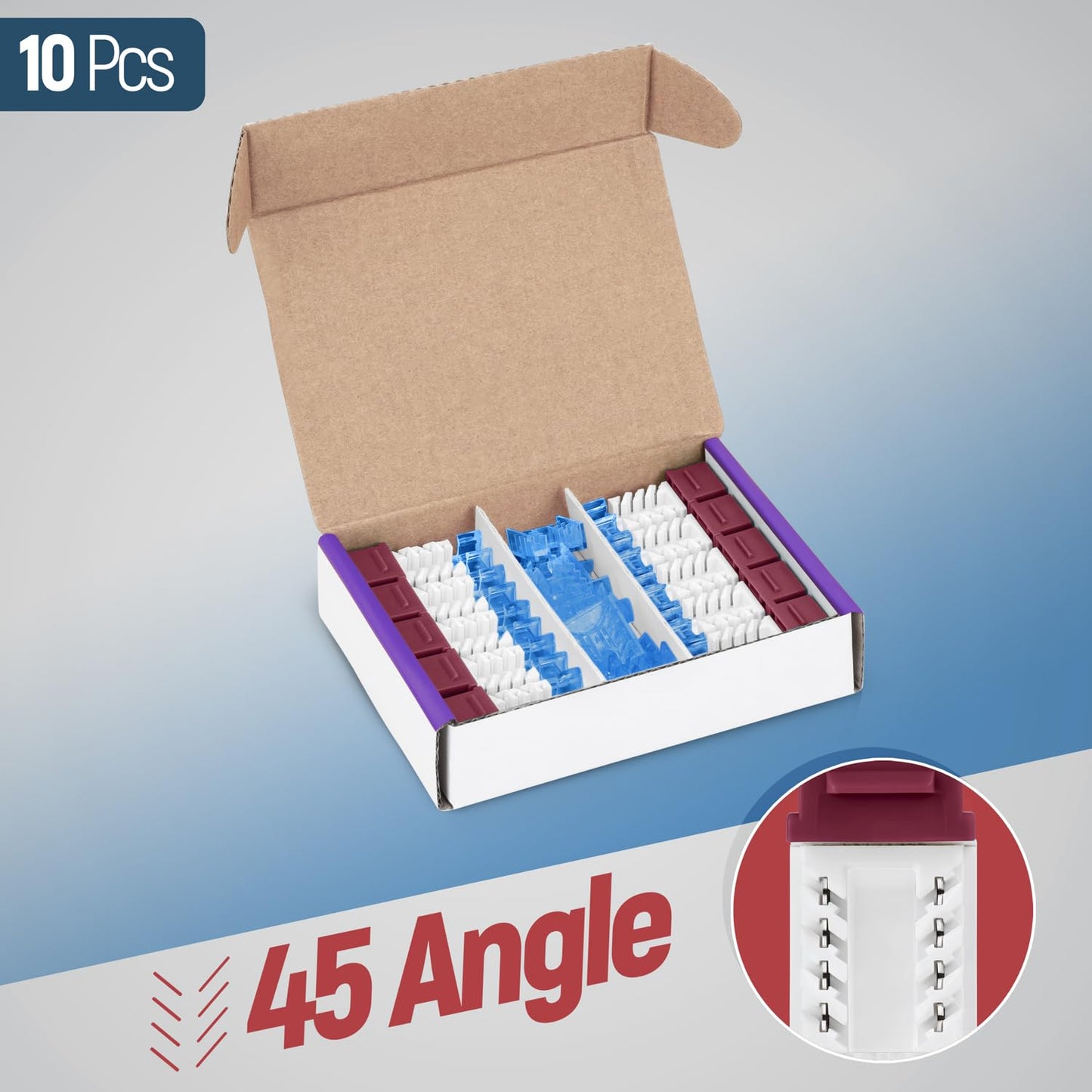Everest 45° Angled RJ45 Cat5e Keystone Jacks 10-Pack in Red - Slim Profile Female RJ45 Connectors - Cat 5e Keystone Jack - Compatible with 45° Angled Speed Termination Tool - 45Term (B0BL3GS7ZY)