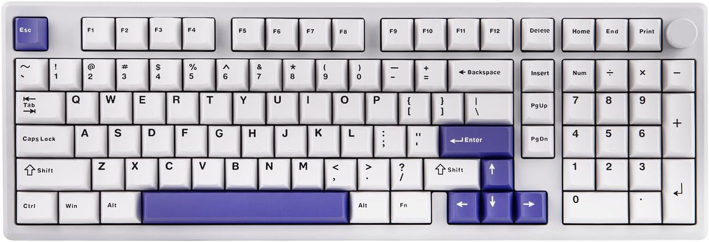 EPOMAKER Galaxy100 QMK/VIA Wireless Mechanical Keyboard with 8000mAh Battery and Numpad, CNC Aluminum, Full Size Gaming Keyboard, USB-C/BT5.0/2.4Ghz (White Purple, Marble White Switch)