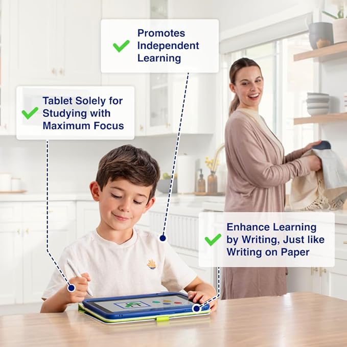 Dedicated Learning Tablet | Personalized Independent Study, 12-Month Subscription Included, Access All K–5 Lessons Math & ELA | No Browser, Games or Ads | 10.1” Display, Pen & Cover(Green)
