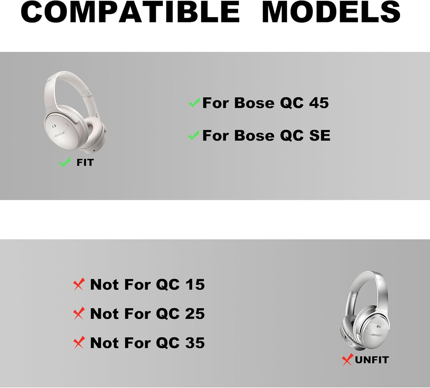 Replacement Ear Pads - Compatible with Bose QuietComfort 45 / SE Headphones, Soft Protein Leather,Premium Noise Cancelling Earpads, Durable & Comfortable Ear Cushions (QC 45-White)