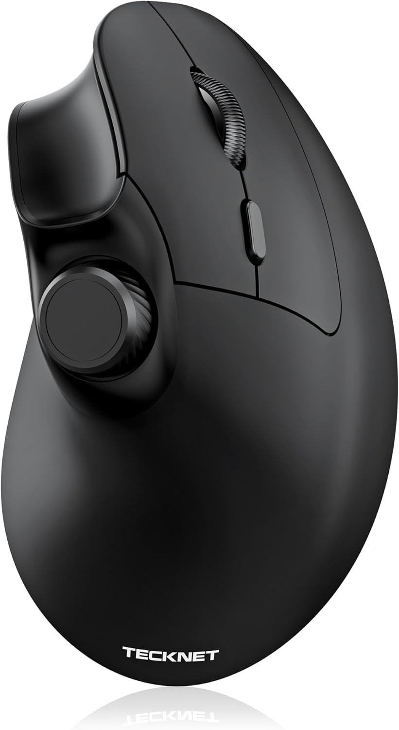 TECKNET Ergonomic Mouse, Rechargeable Wireless Bluetooth Mouse (BT 5.0/5.0+2.4G), Vertical Mouse with Volume Knob, Quiet Clicks, Cordless Mice 6 Adjustable DPI with USB A Receiver, Wide Compatibility