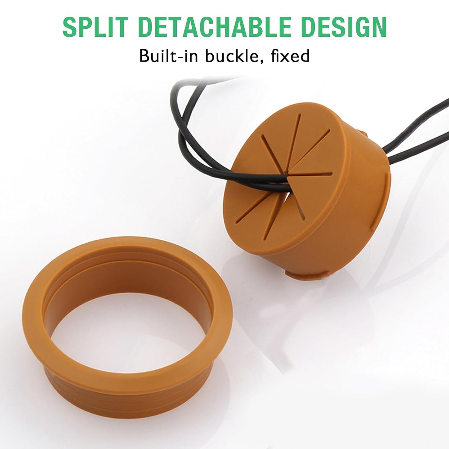 5 Pcs Desk Grommet 2" / 50 mm, Desk Hole Cover for Cables Brown, Cable Grommet ABS Plastic, Desk Hole Grommet for Home & Office Pc, Detachable Cable Cord Organizer