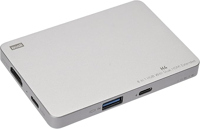 H4 Laptop Screen Extension - 8 in 1 HUB with Dual HDMI Extended, 2 HDMI(4K @60Hz),3 USB A&C 3.0 Ports Hub for Dell/HP/Lenovo