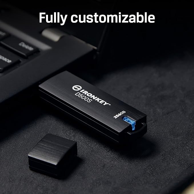 Kingston Ironkey D500S 128GB Encrypted Flash Drive | Dual Hidden Partition | FIPS 140-3 Level 3 | XTS-AES 256-bit | BadUSB and Brute Force Protection | Multi-Pin Option | IKD500S/128GB