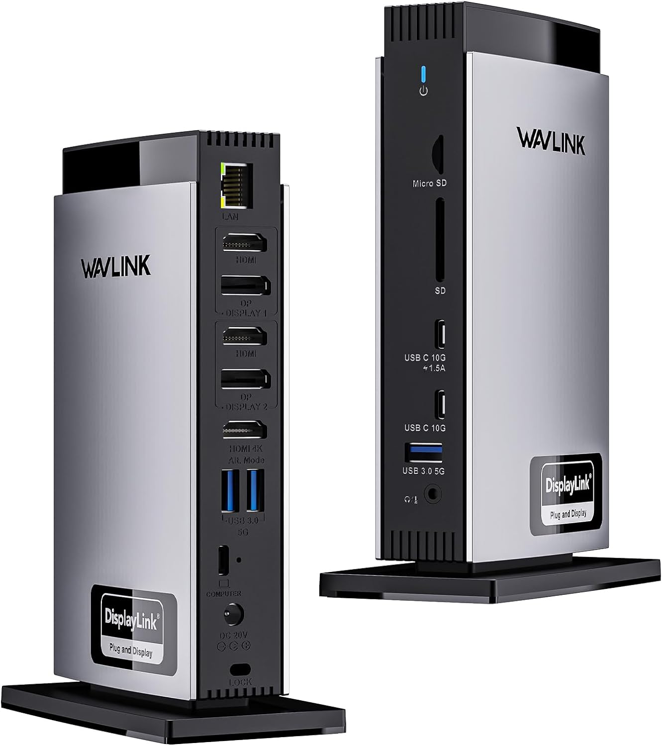 WAVLINK USB C DisplayLink Docking Station 15 in 1 with 3 HDMI,Laptop Docking Station Triple Monitor 4K60Hz,for M1 M2 M3 Mac and Windows,5 USB Ports, 2DP,Ethernet Port, Audio/Mic, SD/TF