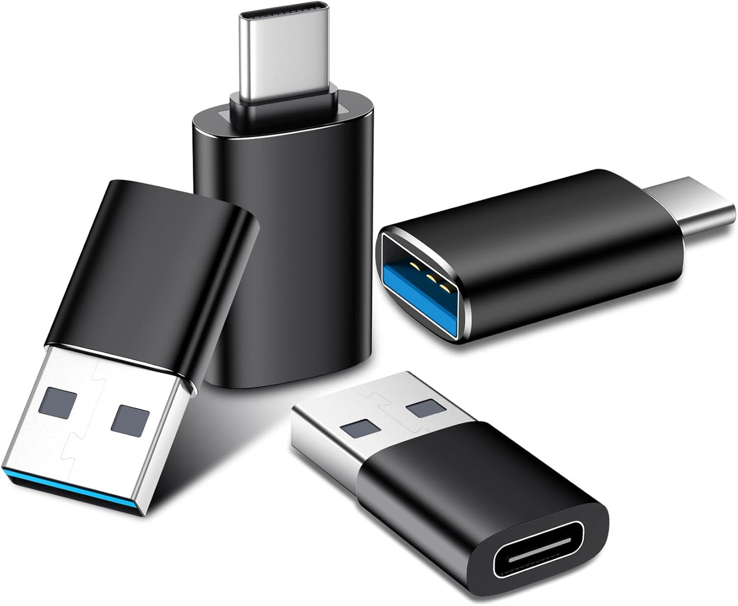 Temdan USB to USB C Adapter 𝟒𝐏𝐚𝐜𝐤,Car Charger OTG Converter Compatible with MacBook Pro Air 2024,Samsung Notebook and More Type C,for iPhone 16 15 14 13 Plus Pro Max,Serial Adapters,OTG Adapters