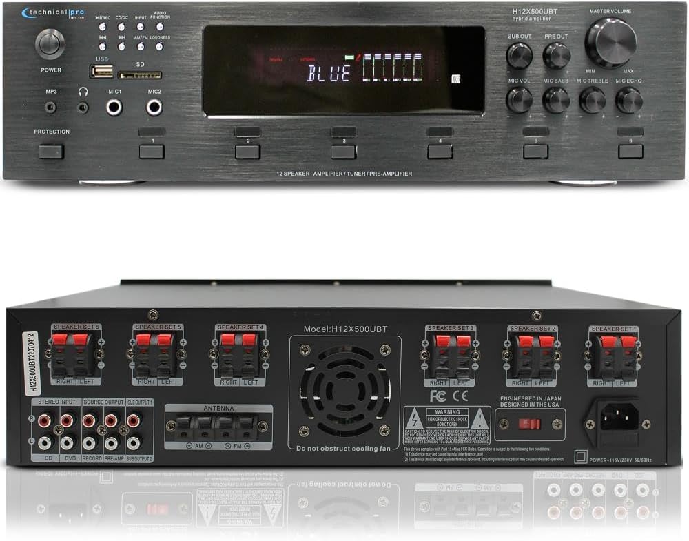 Vaiyer Home Audio System Kit, 6-Channel 6000 Watts Amplifier with 5.25" 8 Qty of 175 W Each Frameless in-Ceiling Speakers & 16 AWG 500 ft. Speaker Wire Perfect for Home, Office, Restaurants