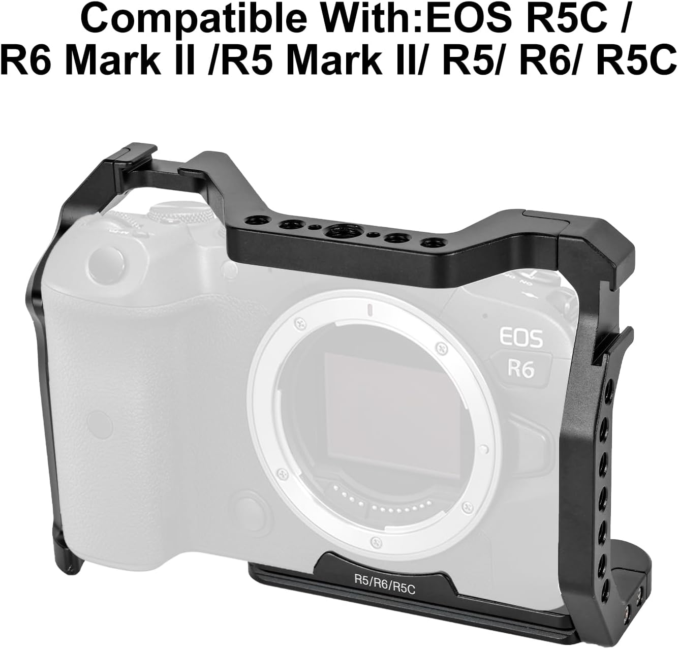 R5 ii/R5/R6/R5C/R6 ii Camera Cage,R5 Mark ii/R6 Mark ii Cage with Cold Shoe and ARRI Interface for EOS R5C/R6 Mark II/R5 Mark II/R5/R6/R5C