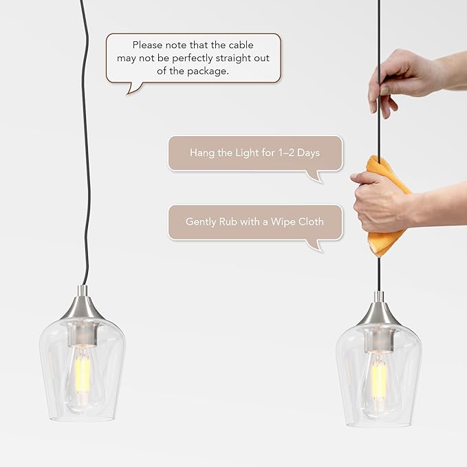 VONLUCE Pendant Lights Kitchen Island, Brushed Nickel Pendant Lighting for Kitchen Island with Hanging Cord for Bedroom & Hallway, Kitchen Island Lighting with Clear Glass Shade