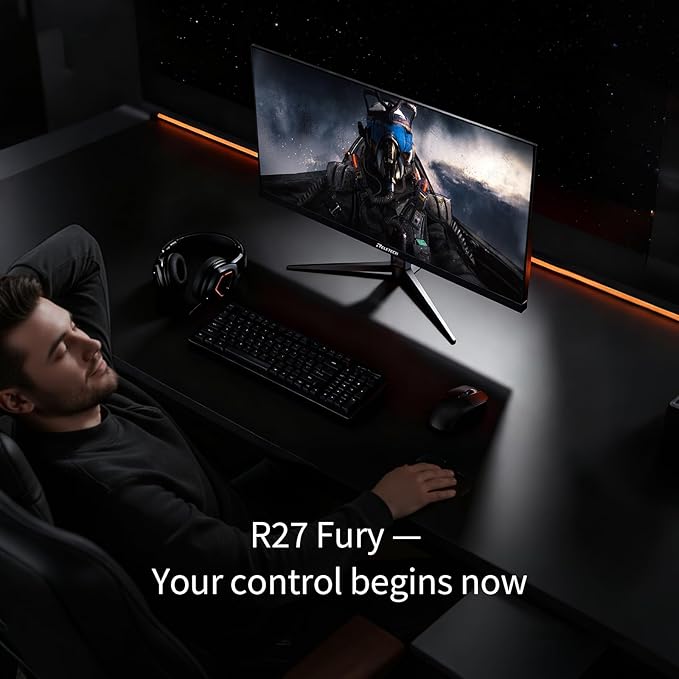 27 Inch Gaming Monitor, FHD 1920 x 1080, 240Hz Refresh Rate, Fast IPS Panel, 1ms Response Time, FreeSync & G-Sync Compatible, 100% sRGB, 16.70 Million Colors, HDMI & DP Ports (R27 Fury)