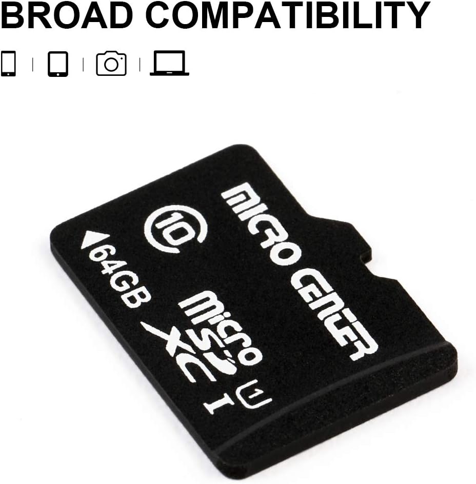 INLAND Micro Center 64GB Class 10 MicroSDXC Flash Memory Card with Adapter for Mobile Device Storage Phone, Tablet, Drone & Full HD Video Recording - 80MB/s UHS-I, C10, U1 (1 Pack)