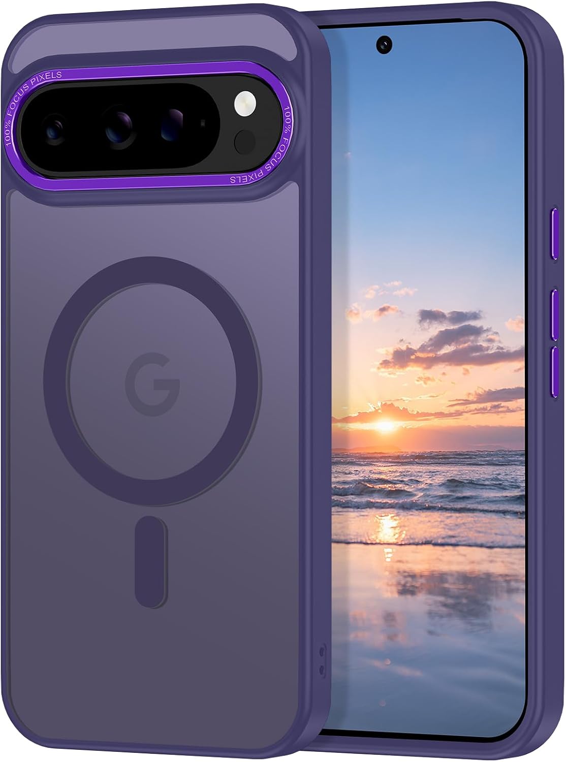 Magnetic for Google Pixel 9 Pro XL Case, [Military Grade Drop Protection] [Compatible with MagSafe] Shockproof Slim Translucent Matte Anti-Slip for Women Girls Men Case, Deep Purple