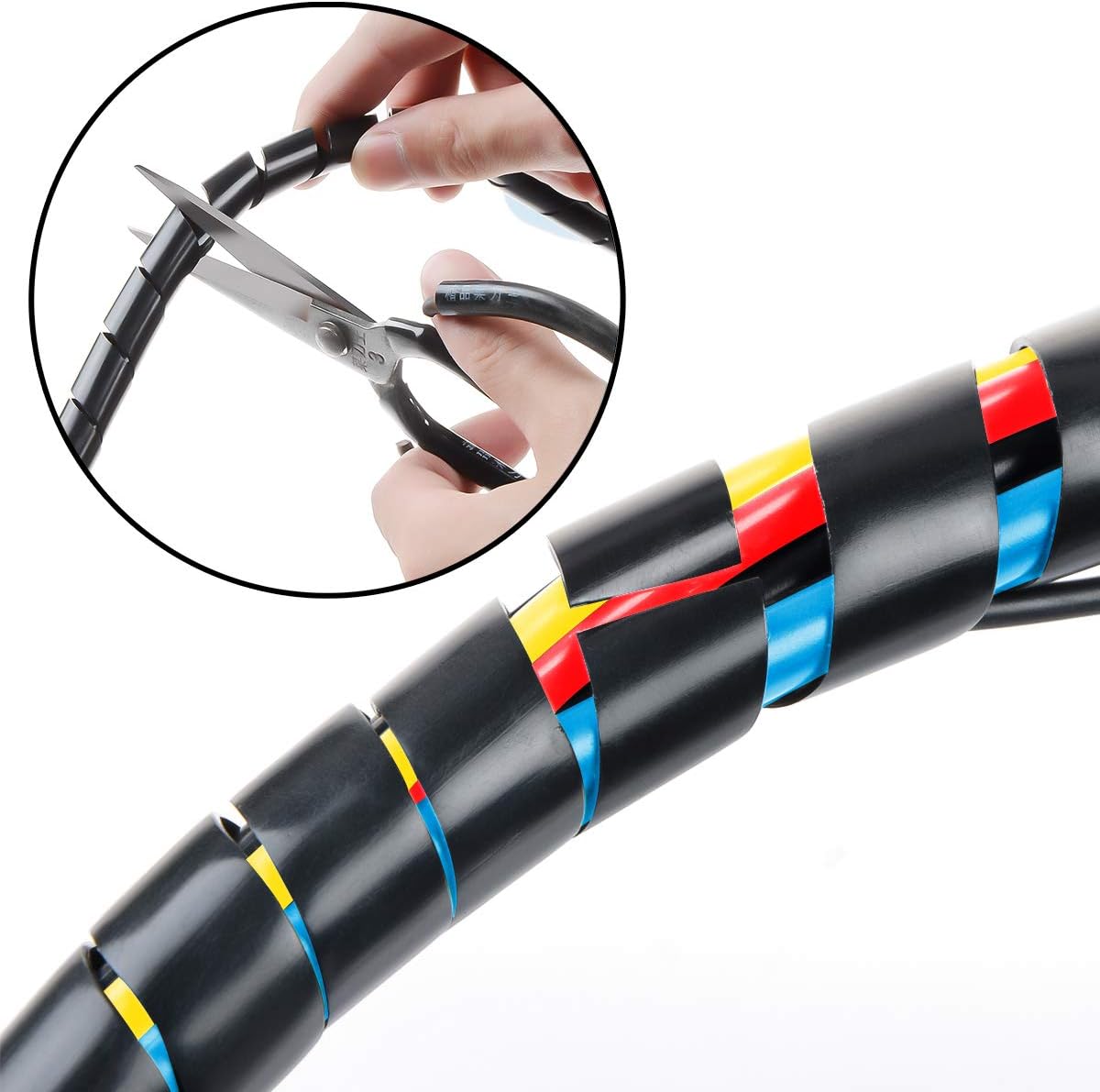 33FT XHF 5/16" Spiral Cable Wrap 8mm(Wrapping Range:6mm-60mm) Cord for Computer Electrical Wire Organizer Sleeve Hose RoHS Black