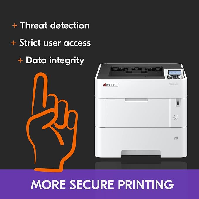 KYOCERA ECOSYS PA5000x Monochrome Laser Printer, 52 ppm, 600 x 600 dpi and Up to Fine 1200 dpi, 600 Sheet Tray, 100 Sheet MPT, Duplex, 5 Line LCD w/Hard Key Panel, Gigabit Ethernet, USB, 512 MB