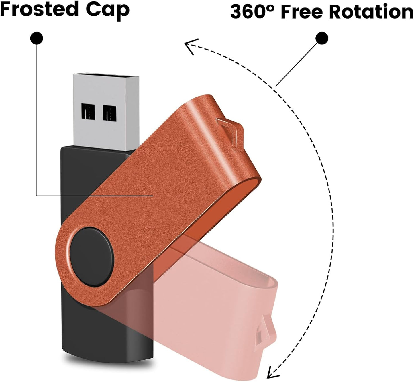 EASTBULL Flash Drives Bulk 128MB USB Thumb Drive 50 Pack USB 2.0 Memory Stick Swivel Pen Drive with Lanyard for Storage and Backup (128MB 50 Colors)