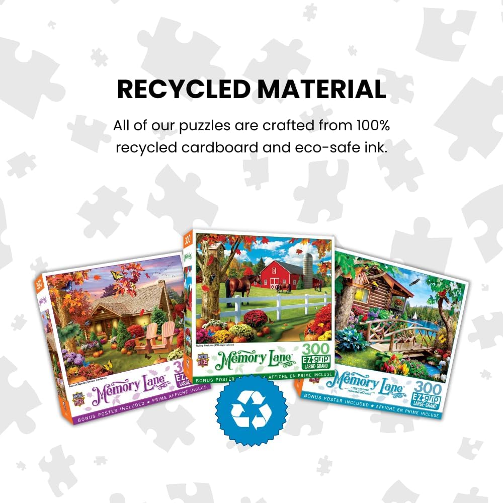 MasterPieces - 300 Piece Jigsaw Puzzle, Large EZ Grip Shapes, Mountain Hideaway, Fun for Adults, Seniors, Family, Kids, Non-Glare Finish, 18"x24"