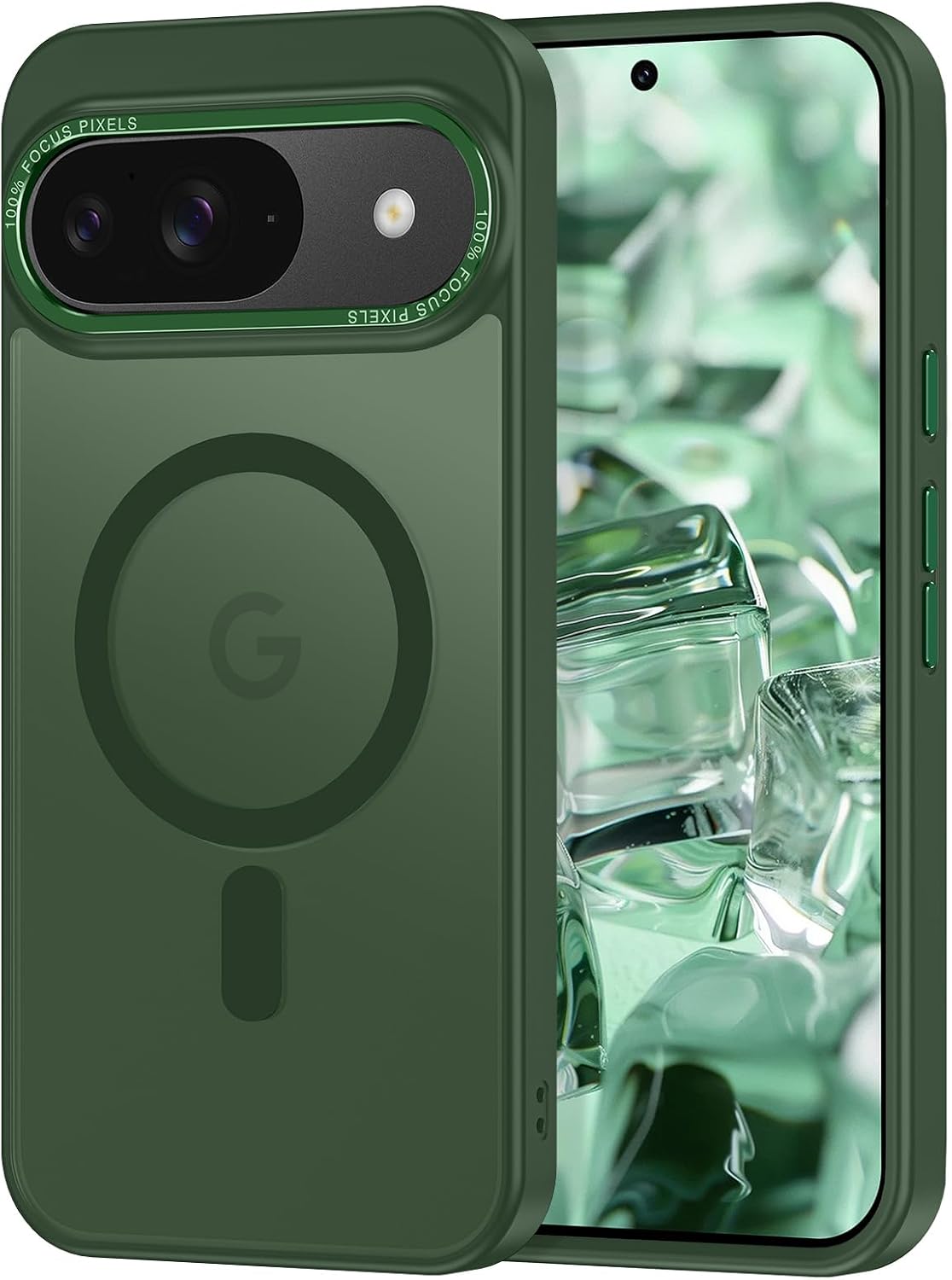 Magnetic for Google Pixel 10/Pixel 10 Pro Case, [Military Grade Drop Protection] [Compatible with MagSafe] Shockproof Slim Translucent Matte Anti-Slip for Women Girls Men Case, Forest Green