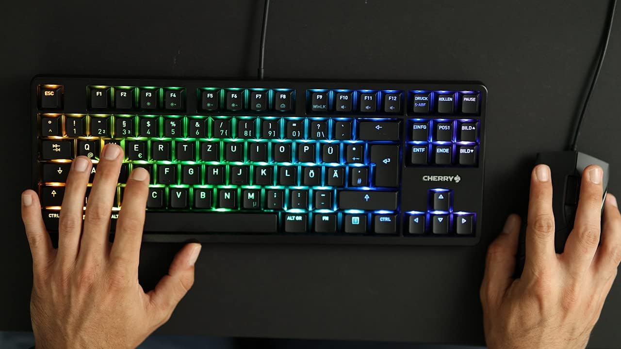 Cherry MX RGB Mechanical Keyboard with MX Red Silent Gold-Crosspoint Key switches for typists, Programmers, Creator, Coder, Work in The Office or at Home G80-3000N RGB (TenKeyLess (TKL)