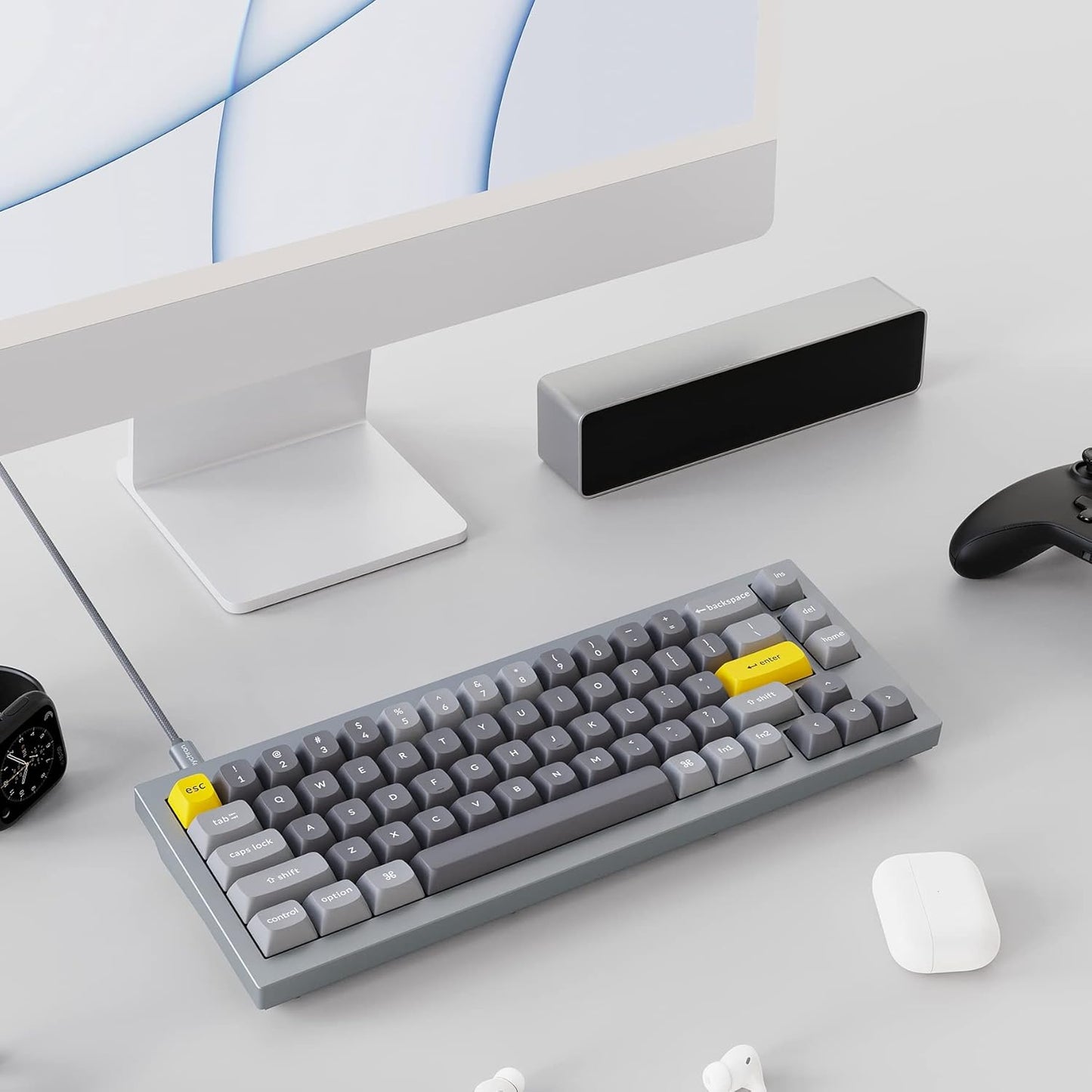 Keychron Q2 Wired Custom Mechanical Keyboard, QMK/VIA Programmable Macro, Full Aluminum, Hot-Swappable Gateron G Pro Red Switch, 65% Layout Double Gasket Compatible with Mac and Windows - Grey