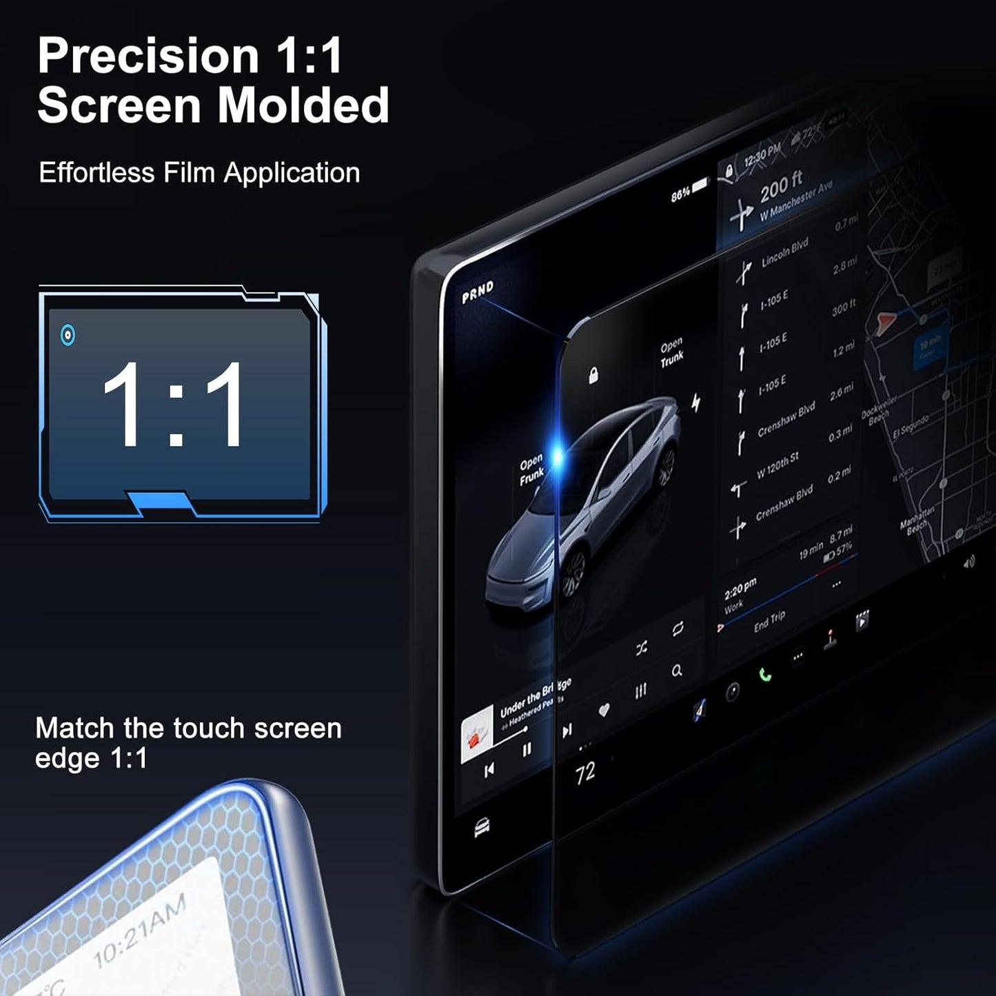 Screen Protector for Tesla Model 3 (2017-2023) / Model Y (2020-2024), Tesla Protector Accessories, Navigation Touchscreen Tempered Glass, Auto-Align Installation, Anti-Fingerprint