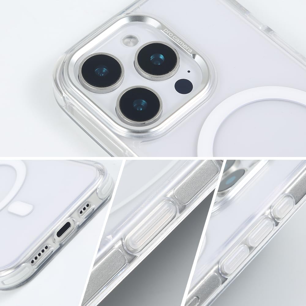 for iPhone 16 Pro Max Case with 62.99 inch Lanyard, Classic Clear&White Magnetic Phone Case, Drop&Shockproof Protection Cases, Phone Holder Lanyard, Compatible with Magnet Accessory