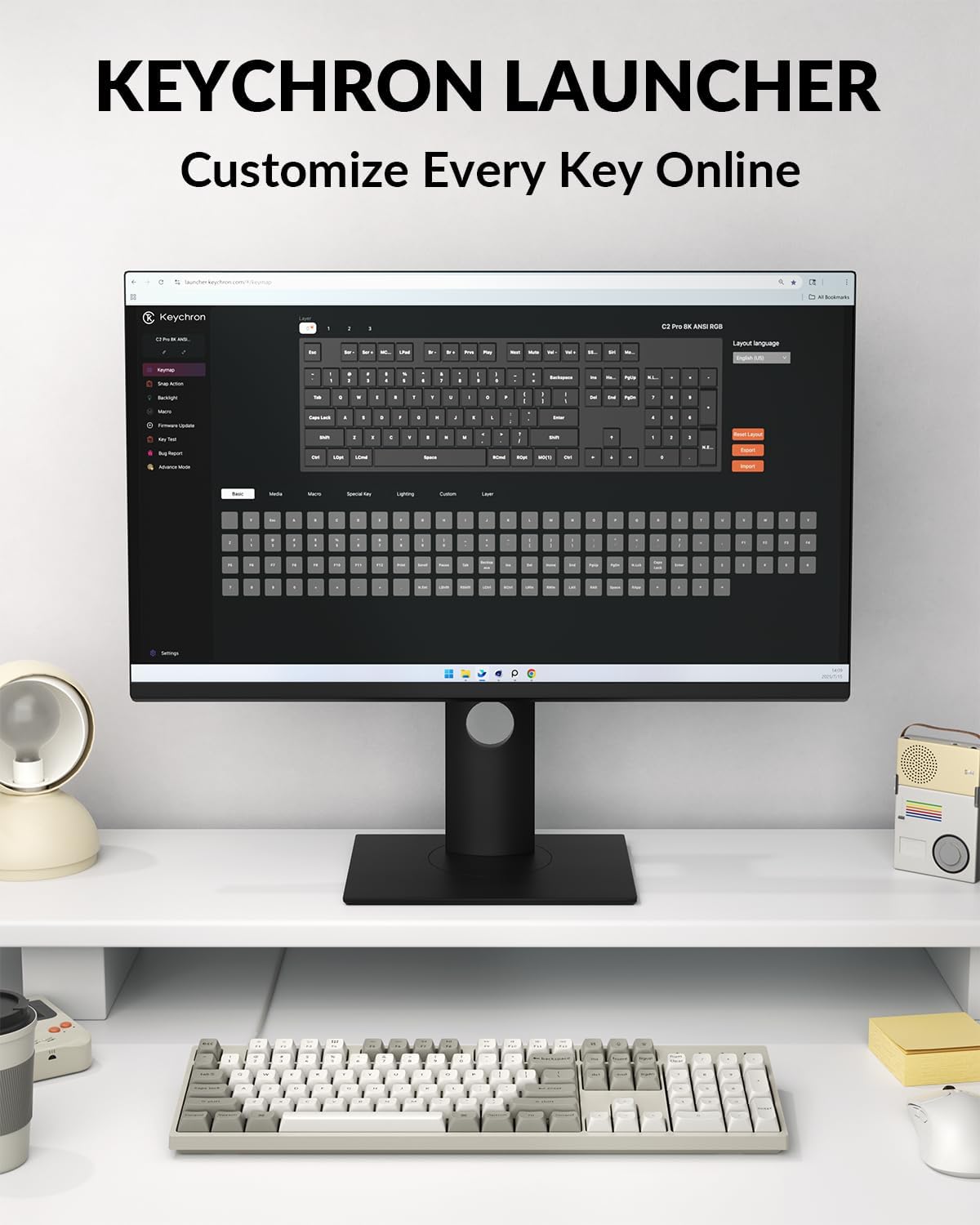 Keychron C2 Pro Wired Mechanical Keyboard with 8K Hz Polling Rate, Full Size Custom RGB Backlit Hot-Swappable, Non-Shine Through PBT Keycaps Compatible with Mac Windows Linux (Silent Banana Switch)