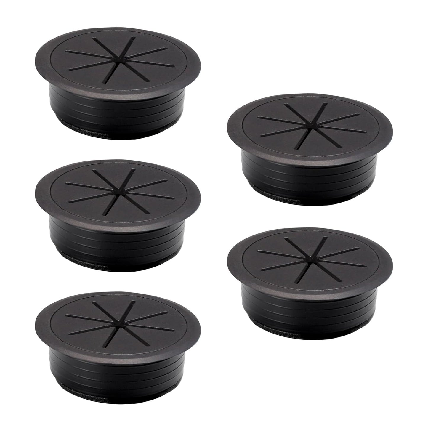 5 Pcs Desk Grommet 2-1/16" / 53 mm, Desk Hole Cover for Cables Black, Cable Grommet ABS Plastic, Desk Hole Grommet for Home & Office Pc, Detachable Cable Cord Organizer