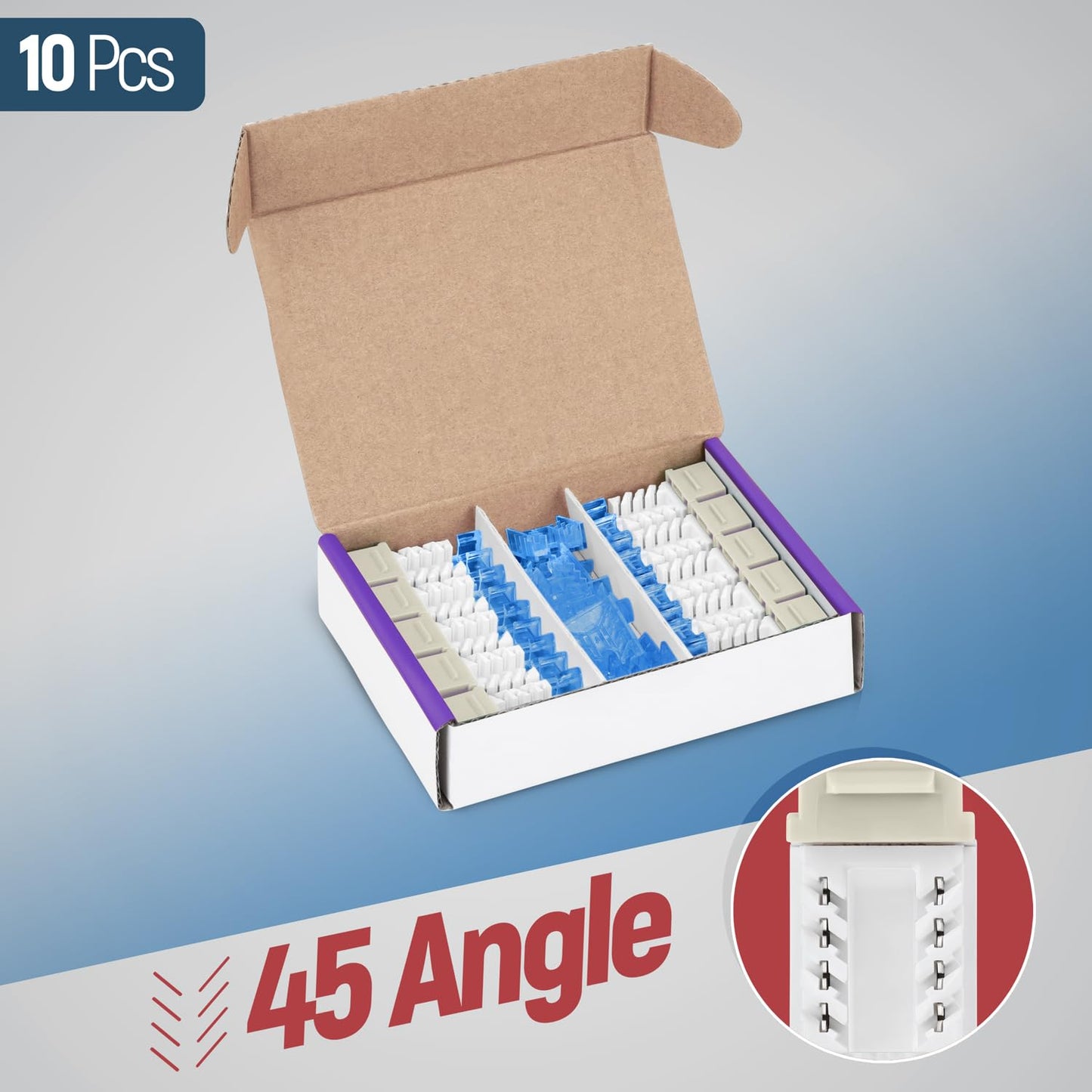 Everest 45° Angled RJ45 Cat5e Keystone Jacks 10-Pack in Ivory - Slim Profile Female RJ45 Connectors - Cat 5e Keystone Jack - Compatible with 45° Angled Speed Termination Tool - 45Term (B0BL3GS7ZY)