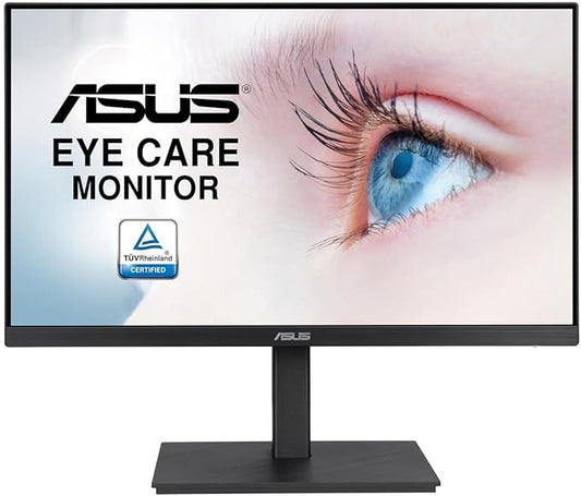ASUS 27” 1080P Monitor (VA27EQSB) - Full HD, IPS, 75Hz, Adaptive-Sync, Speakers, Eye Care, Low Blue Light, Flicker Free, DisplayPort, HDMI, USB Hub, D-Sub, Frameless, Wall Mountable, Height Adjustable