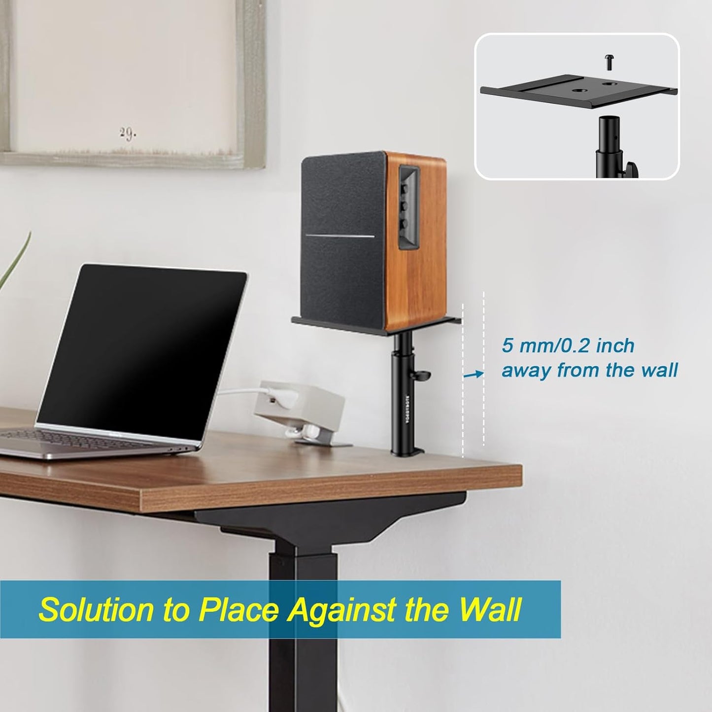 Set of 2 Studio Monitor Stands Desk Clamp Desktop Speaker Stands with Isolation Pads