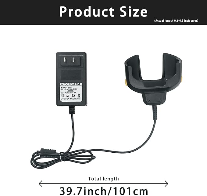 TC70 TC77 TC72 TC75 TC70X Scanner Charger Cable for Symbol Zebra PDA, 5V4A with 3.4ft Cable Android Barcode Scanners Charger, Includes Power Supply