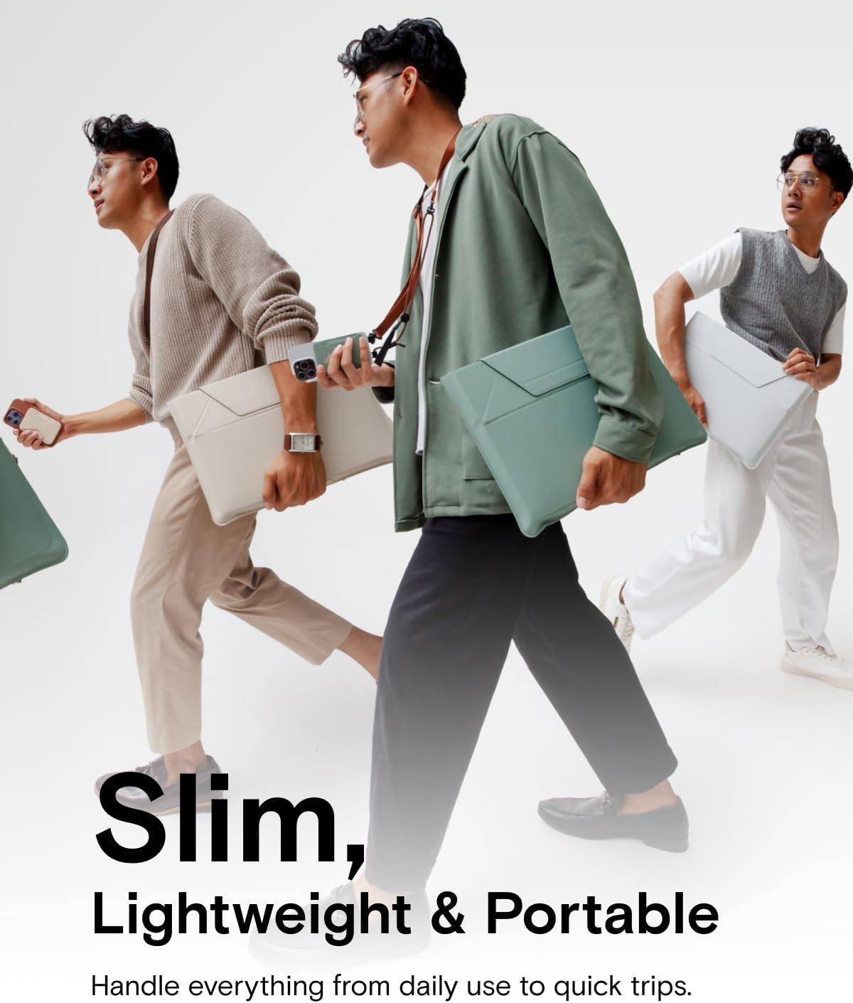 MOFT Laptop Carry Sleeve, 2-in-1 Laptop Bag & Stand for 15"-16" MacBook Air/Pro & Dell/HP/Lenovo/Asus, Stylish Slim Computer Sleeve Bag with Expandable Storage for Computer Accessories, Seafoam