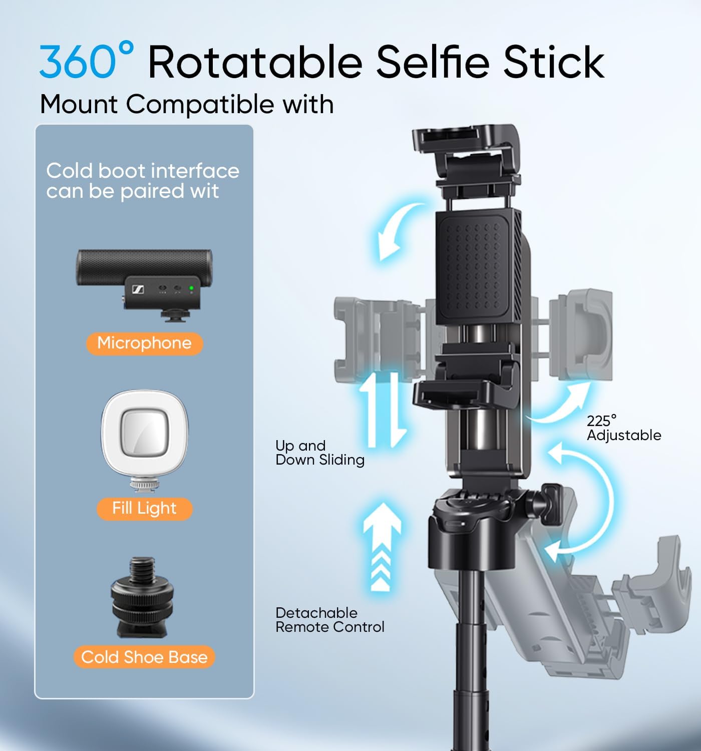 MAGIC JOHN Phone Tripod, Portable Selfie Stick, Pocket Size Selfie Stick for iPhone, Tripod for Phone with Wireless Detachable Remote Control for Photograph, Live Streaming, Video Recording