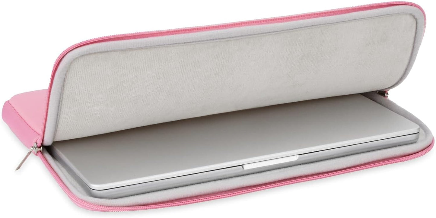 RAINYEAR 15.6 Inch Laptop Sleeve Protective Case Soft Lining Zipper Cover Padded Carrying Bag Compatible with 15.6" Notebook Computer Ultrabook Chromebook (Pink, Upgraded Version)