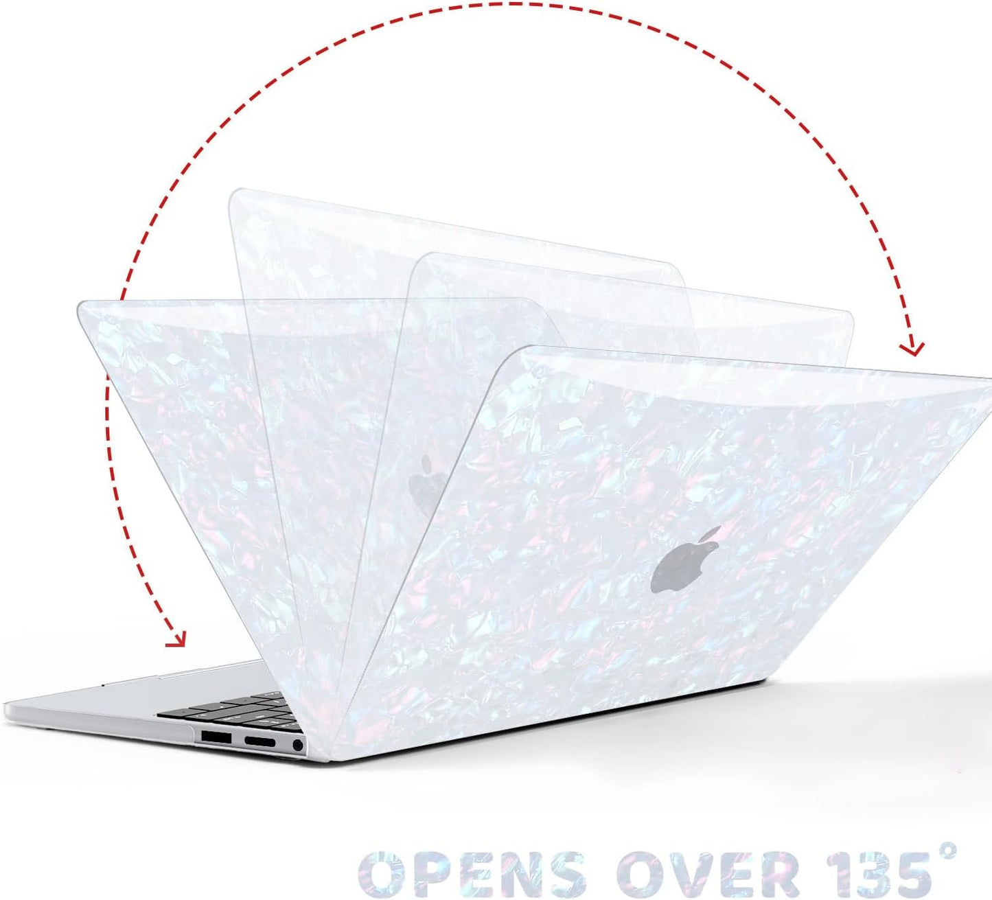 Anban Compatible with MacBook Pro 13 inch Case M2 M1 2025-2016 A2338 A2251 A2289 A2159 A1989 A1706 A1708, Plastic Hard Shell+Keyboard Cover+Screen Protector for MacBook Pro 13.3 inch Case, Shiny Pearl
