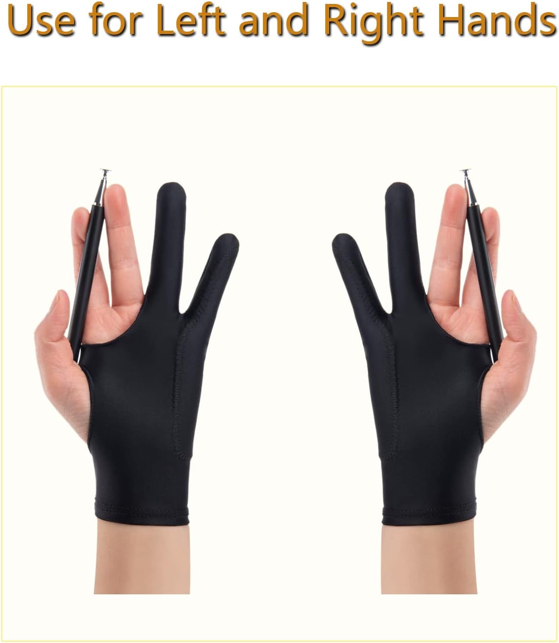 SPBMY Drawing Glove 2 Pack,Two-Finger Artist Glove for Drawing Tablet, Paper Sketching, iPad. Digital Art, Right Hand and Left Hand, Black M: 3.34x8.07 inches