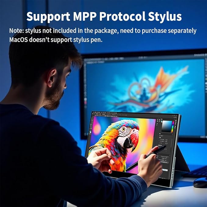 Portable Monitor 4K 120Hz,17.3 Inch Touchscreen Dispaly,100% P3，Support MPP Stylus,VESA & Smart Cover Anti-Glare Eye Care Gaming Monitor for Console,Laptop,Mac,PC