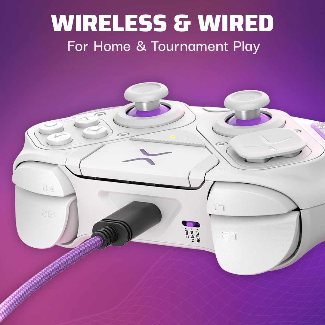 PDP Victrix Pro BFG Wireless Gaming Controller for Playstation 5 / PS5, PS4, PC, Modular Esports Gamepad, Remappable Buttons, Customizable Triggers/Paddles/D-Pad/Fightpad, PC App, White