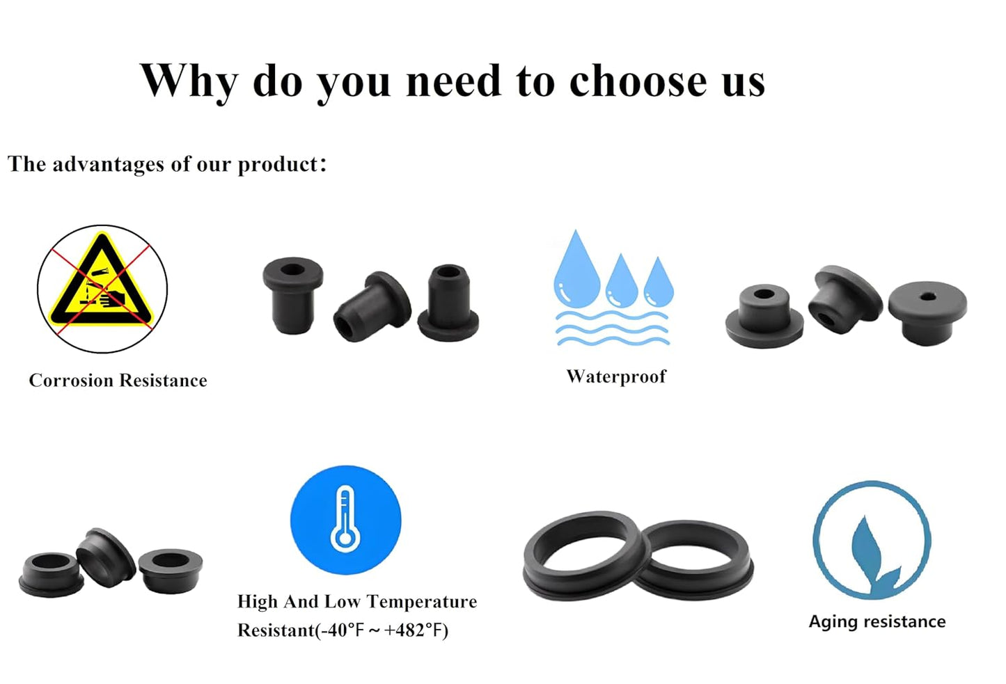 20 pcs 7/16" Drill Hole，1/4" ID Black Silicone Top hat Rubber Grommets for Wiring，Automotive，Firewall，Hole Plug，Desk，Screw，Water and Gas Pipe，Drain，House Siding，Cable Bushing，Glass，Wire Plug