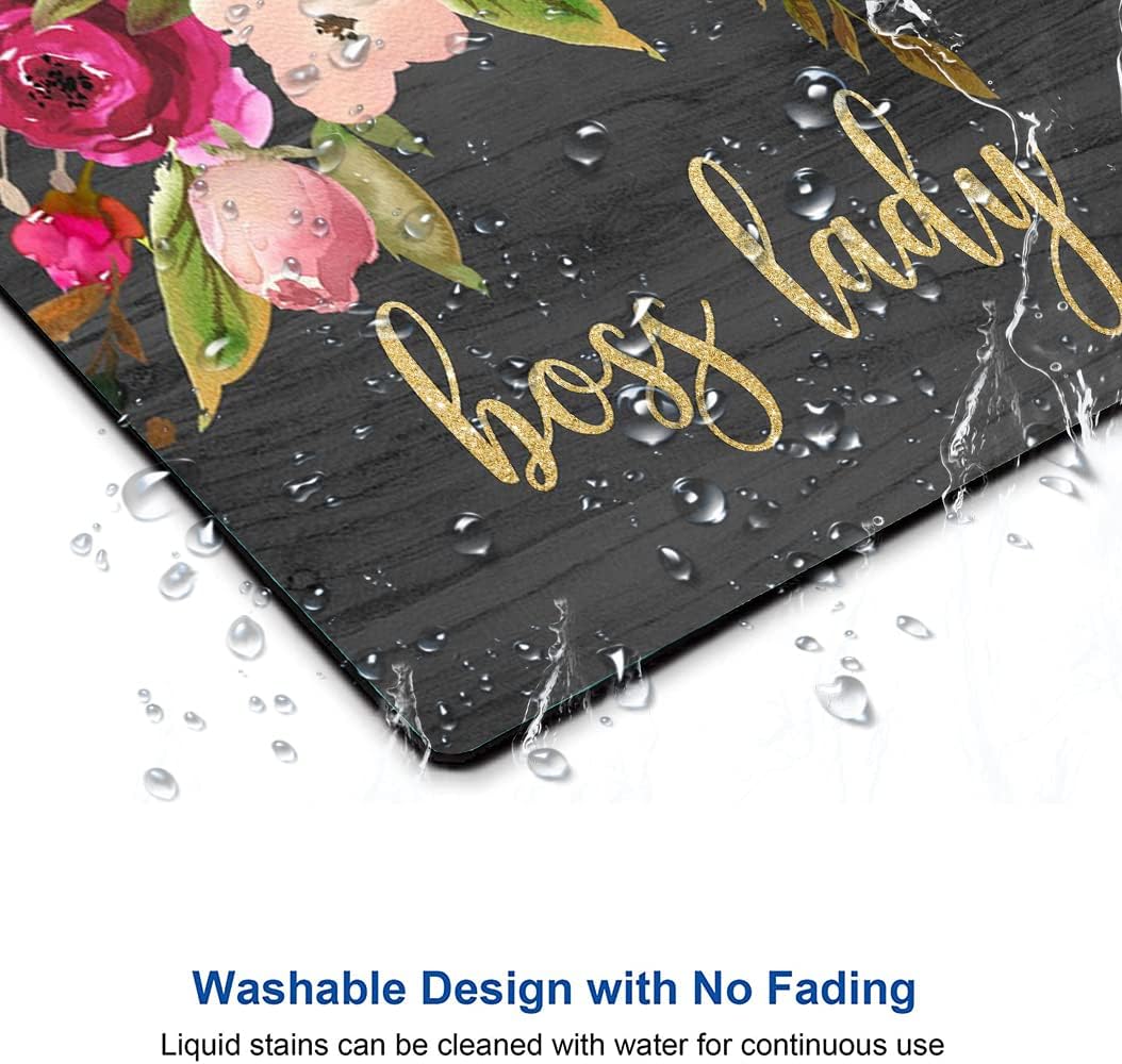 Hokafenle Boss Lady Mouse Pad - Floral Funny Mouse Mat, Square Waterproof, Non-Slip Rubber Base for Office Laptop