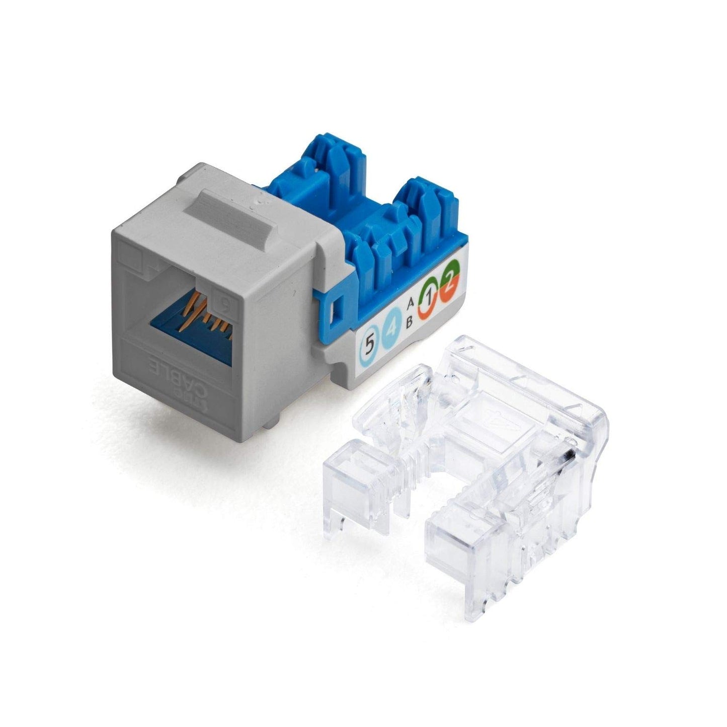 trueCABLE Cat6 Keystone Jack, Unshielded (UTP), 90 Degree Punch-Down, PoE++ (4PPoE) 100W, UL Listed, ETL Verified, ANSI/TIA Certified, Modular RJ45 Female, Gray, 12 Pack