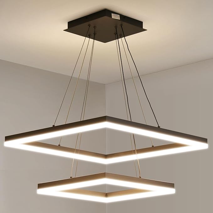 Modern Ceiling Chandelier, with Remote Control Dimmable 3 Color Mode & Brightness (Warm & Cool & Neutral Light) Ceiling Chandelier, Acrylic Anti-Flicker Dining Light Fixture for Kitchen