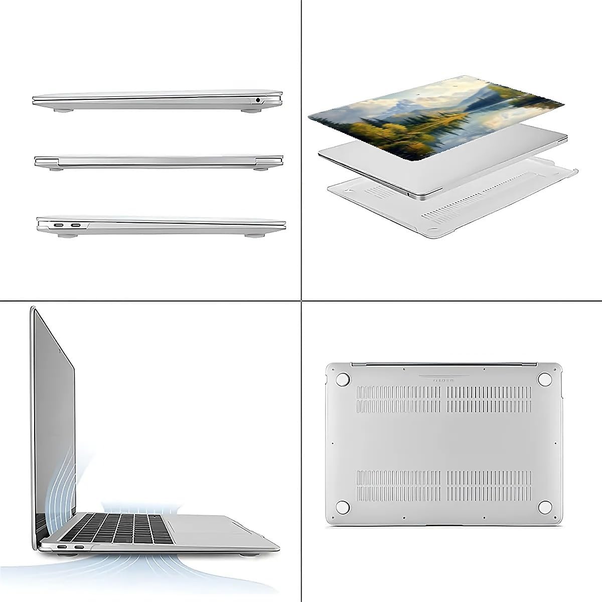 Compatible with MacBook Air 13.3 13.6 Inch Case 2022 2021 2020 2019 Plastic Hard Shell Case Cover,13.6 Air (A2681) M2 2022, Mountains and Trees