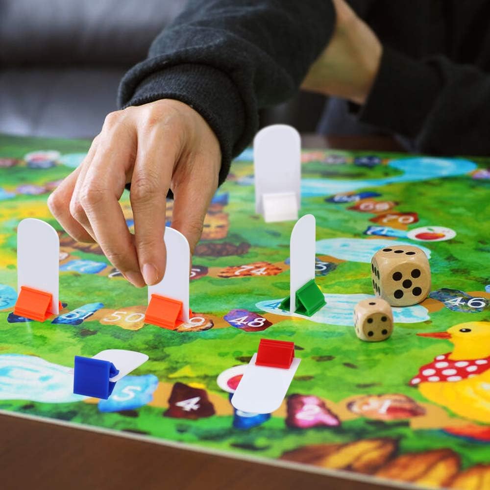 Meetory 45-Piece Blank Game Board Markers, 35-Piece Game Card Stands, 2 Black Pens, Plastic Token Cards, 7 Multi-Color Card Stands for Party Favor